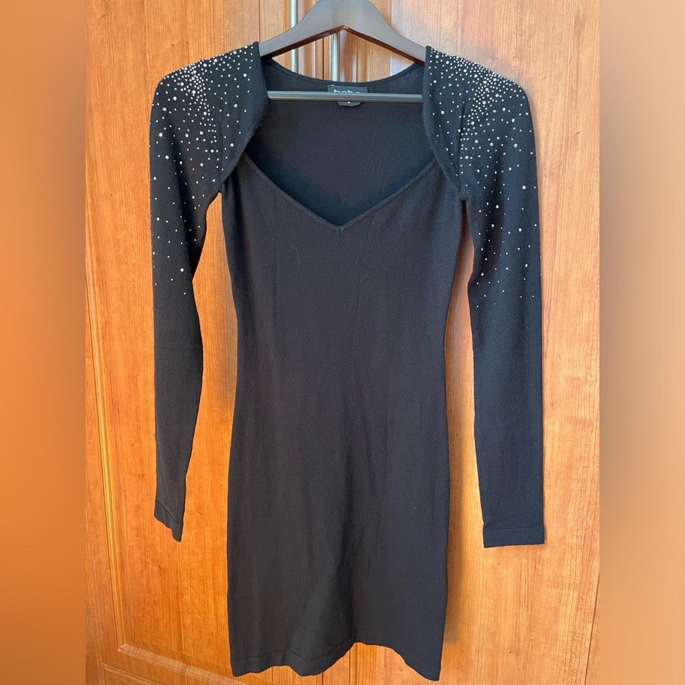 Bebe XS black embellished sweater dress. No tags but never worn.